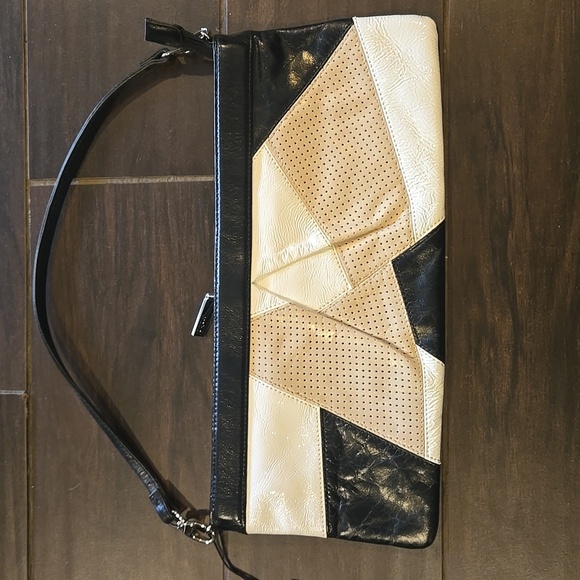 HOBO Handbags - HOBO Leather Patchwork Blk Whte Tan Purse NWT